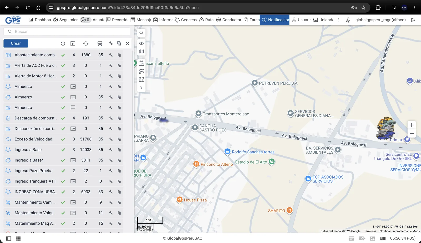 Lista de notificaciones